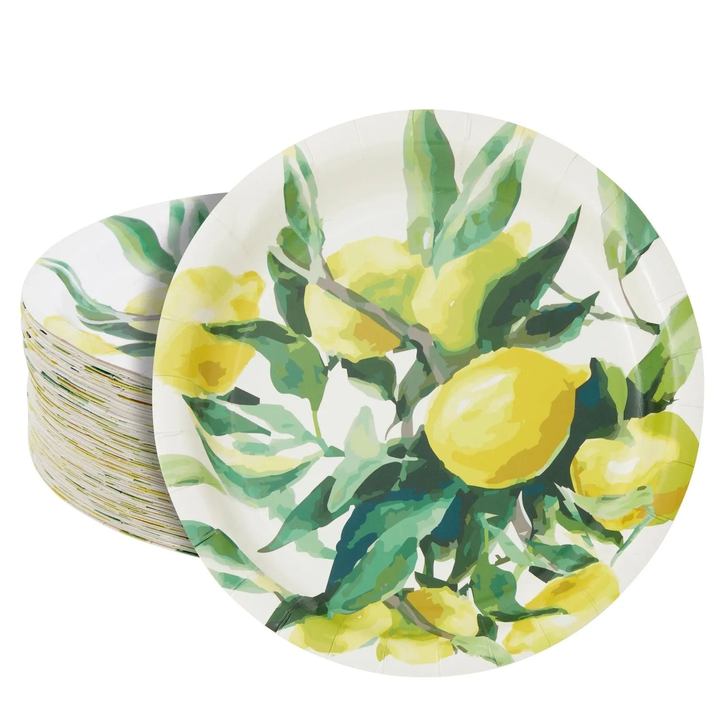 80-Pack Disposable Lemon Paper Plates - 9 in, Birthday Party Decorations