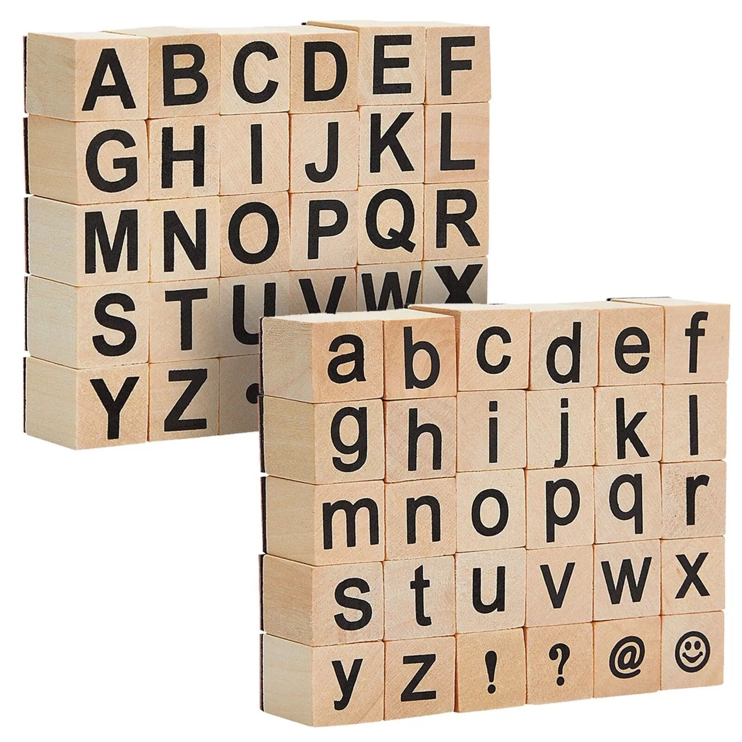 60-Piece Wood Alphabet Stamp Set Upper and Lowercase Letters