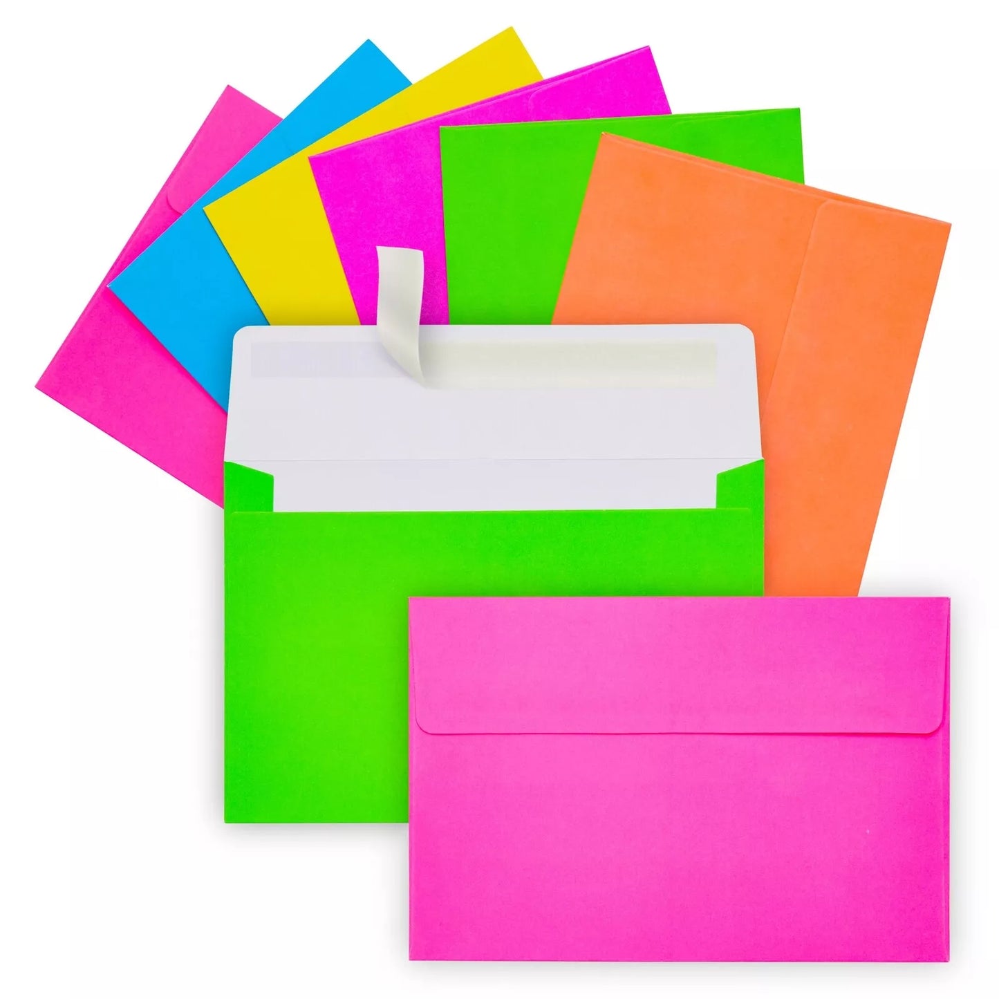 112 Pack Bulk Bright Neon Colored Envelopes for 4x6 Invitations, Greeting Cards