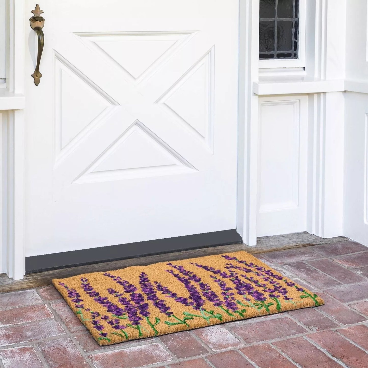 Floral Spring Coir Door Mat, Lavender Flower