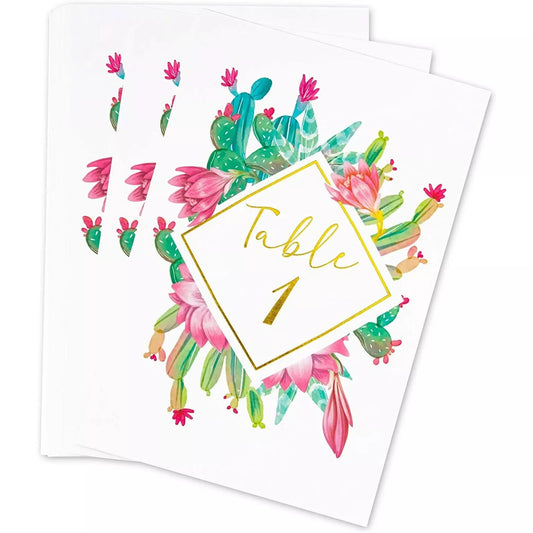 25 Cactus Theme Table Number Cards - 1-25, 4 x 6 in, Gold Foil