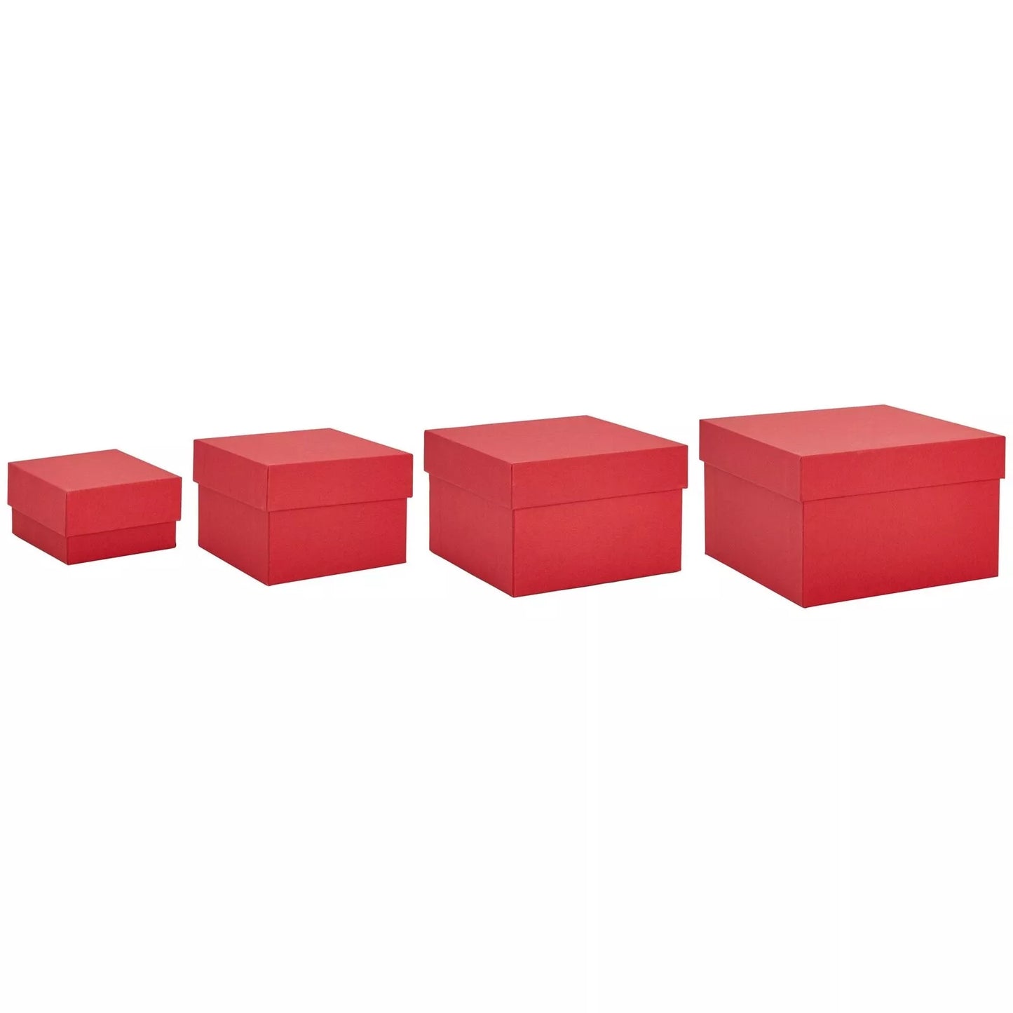 4-Pack Square Nesting Gift Boxes with Lids – Red