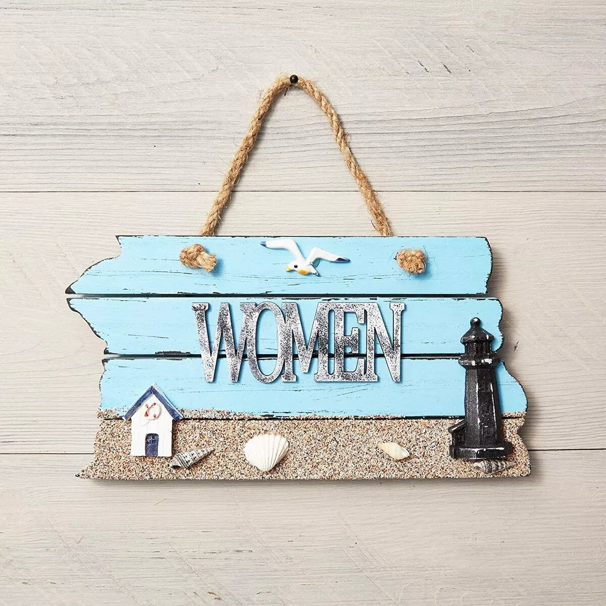 2-Pack Wooden Bathroom Signs 7.87 x 4.7-Inch