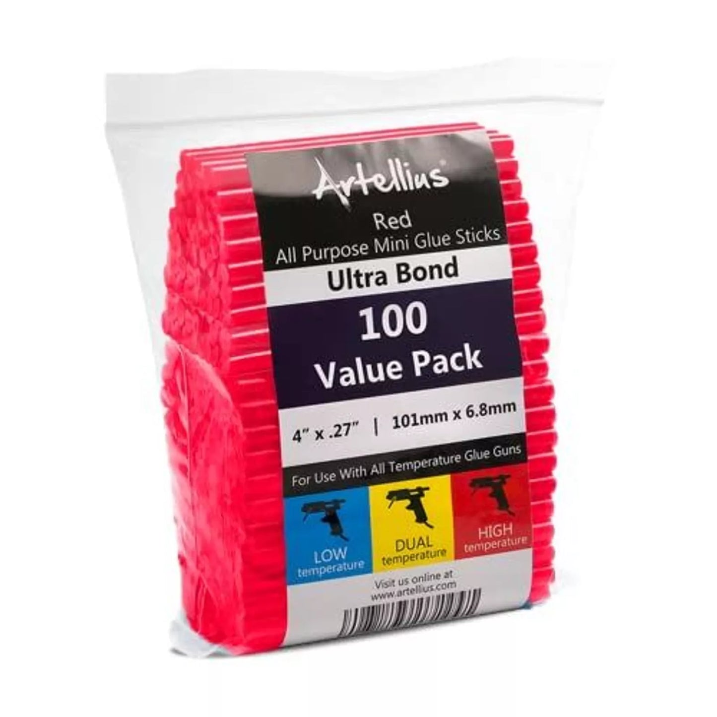 100-Pack Hot Glue Sticks,Ultra Bond Hot Melt Adhesive, Red