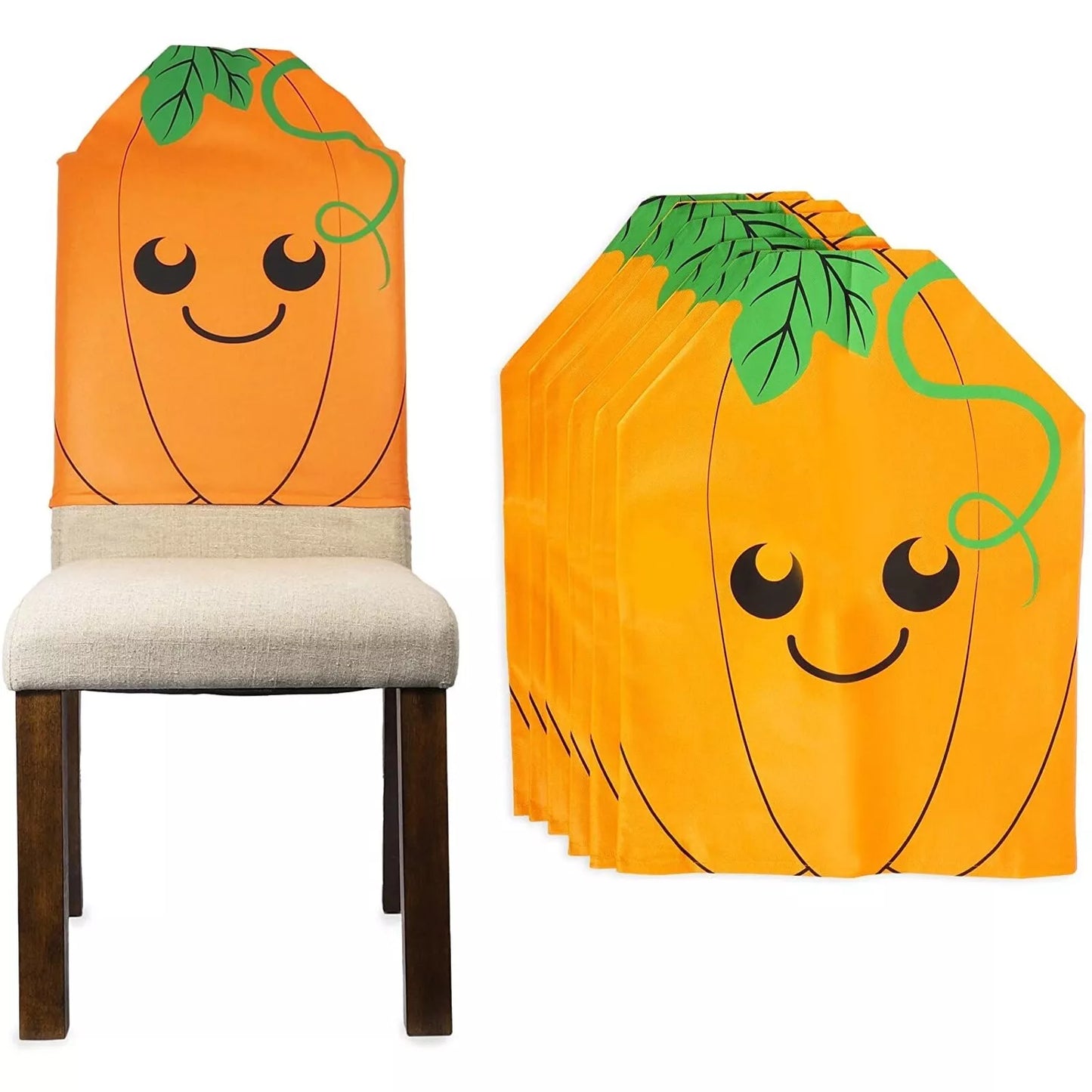 6-Pack Pumpkin Chair Covers for Halloween Decorations