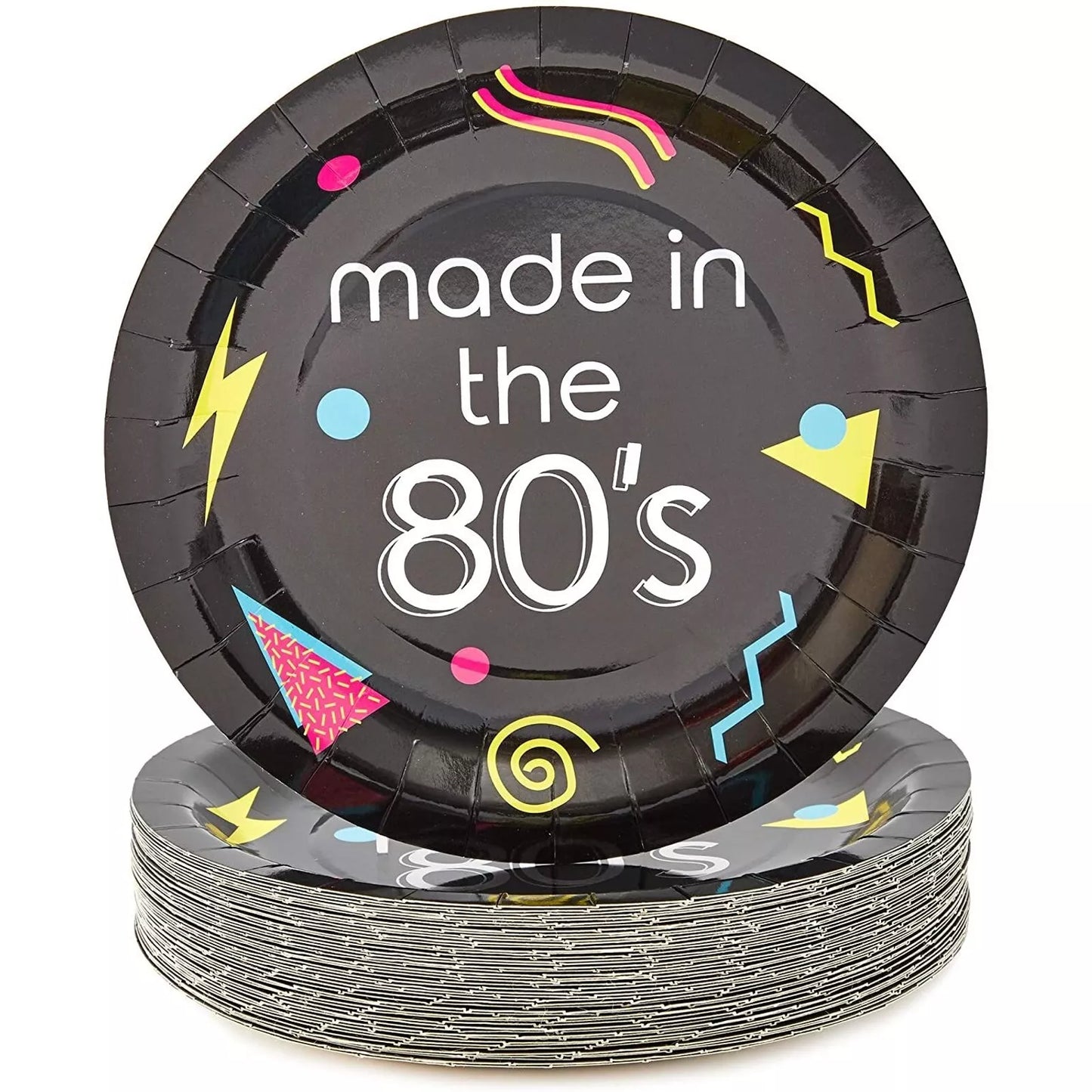 48Pcs Made in The 80s Party Disposable Paper Plates 9" for The 1980's Party