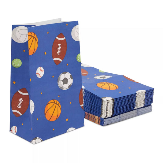 36-Pack Sports Themed Paper Favor Bags for Kids' Birthday