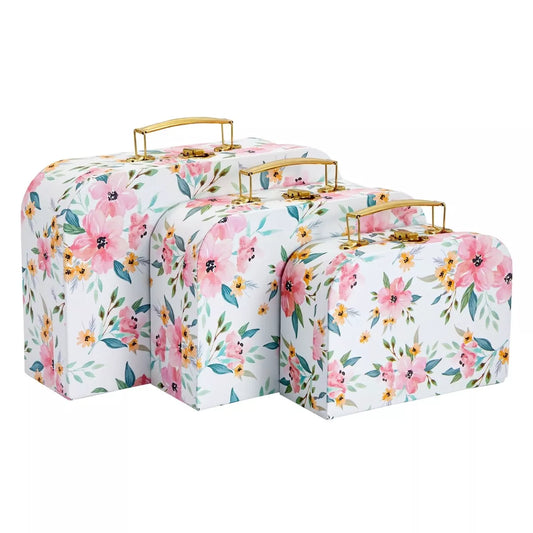 Set of 3 Paperboard Suitcases with Metal Handles