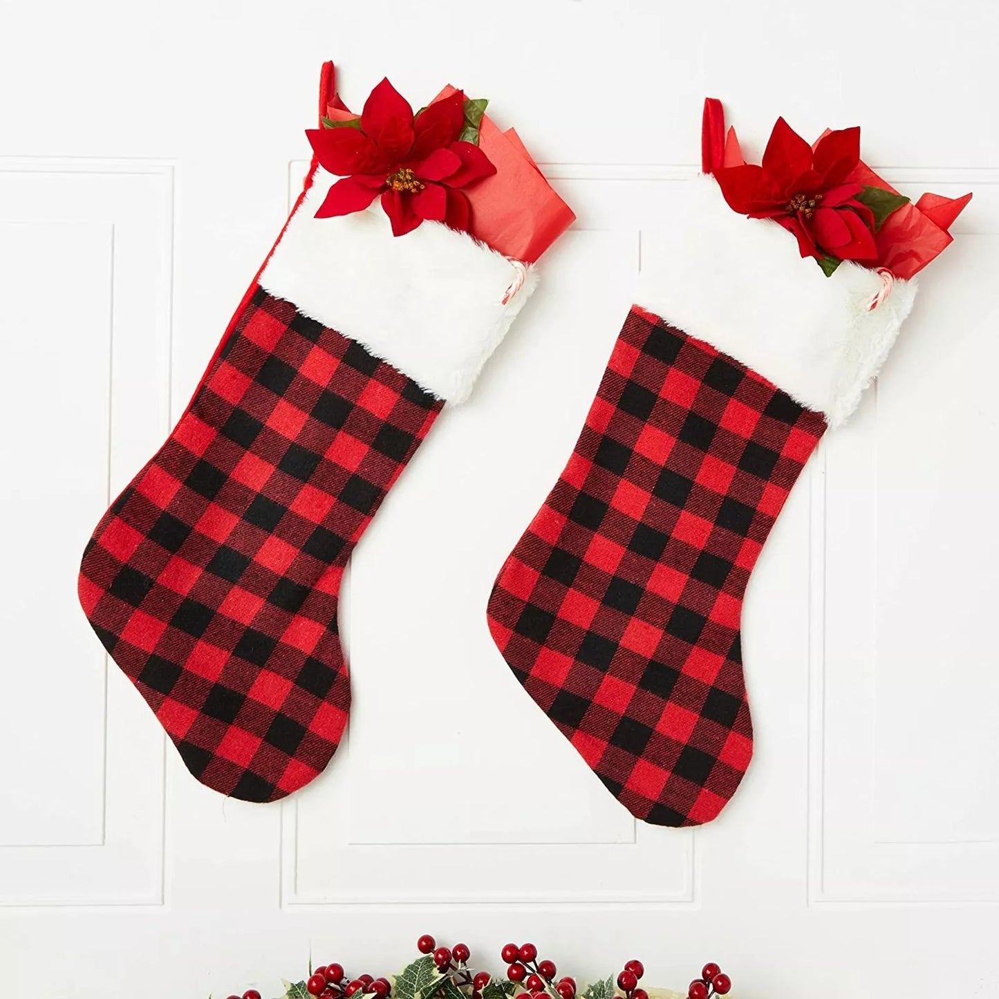 4-Pack Buffalo Plaid Christmas Stockings 19.6-Inch