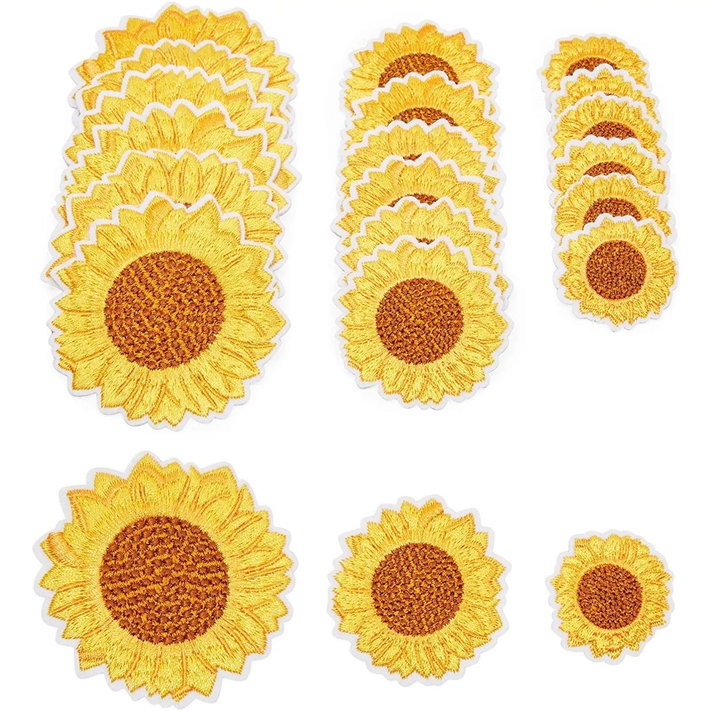 18 Pieces in 3 Sizes Iron-On Sunflower Patches