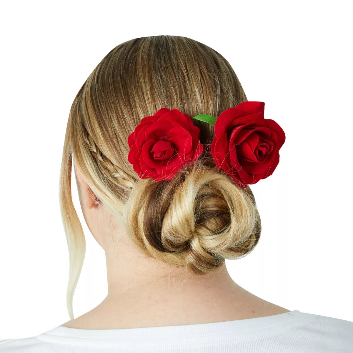 12-Pack Red Flower Hair Clips, 4 Inch Rose Design