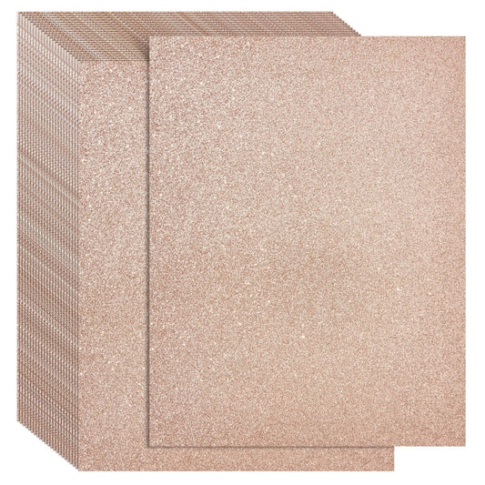 24 Sheets Rose Gold Glitter Cardstock Paper