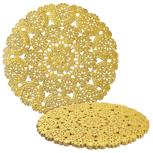 60 Pack Gold Paper Doilies - 10 Inch Round, Wedding Placemats