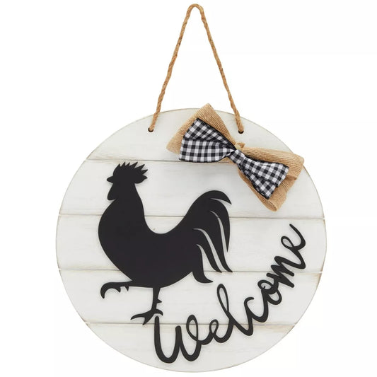 Farmhouse Welcome Hello Porch Sign With Chicken Cutout