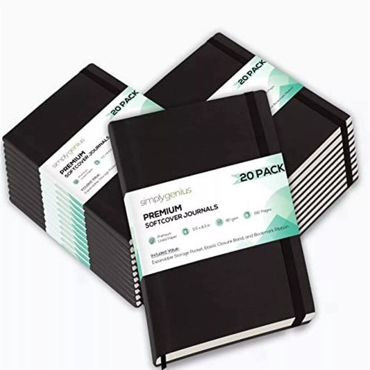 A5 Dotted Notebooks - Grid Notebook, 192 pages, 5.7" x 8.4" (Black, 20 Pack)