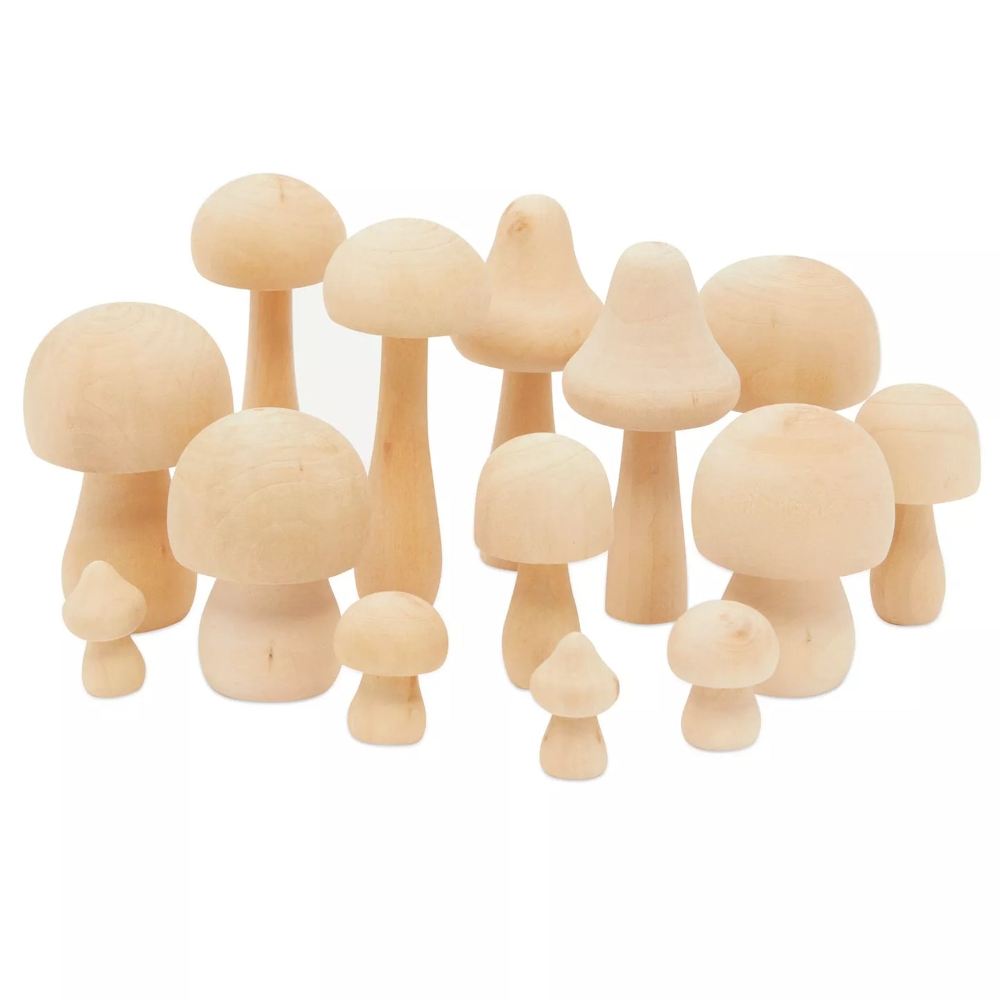 14-Pack Unfinished Mini Wooden Mushrooms Figurines