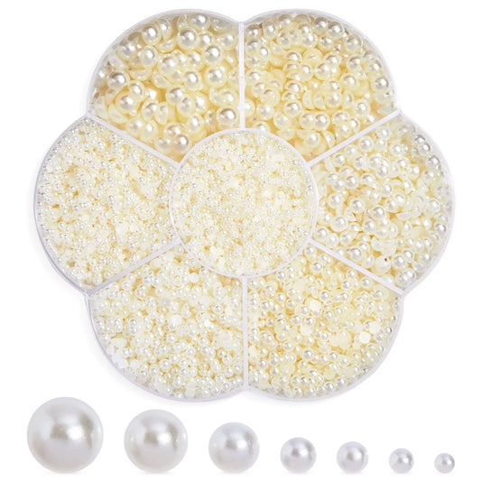 16,000 Pcs Flat Back Pearl Nail Gems 7 Sizes