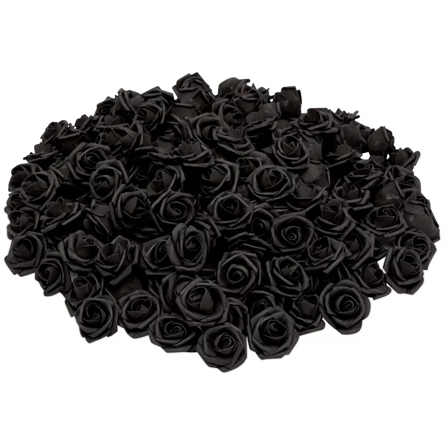 100-Pack Black Foam Roses, 3 Inch, Stemless Artificial Flowers