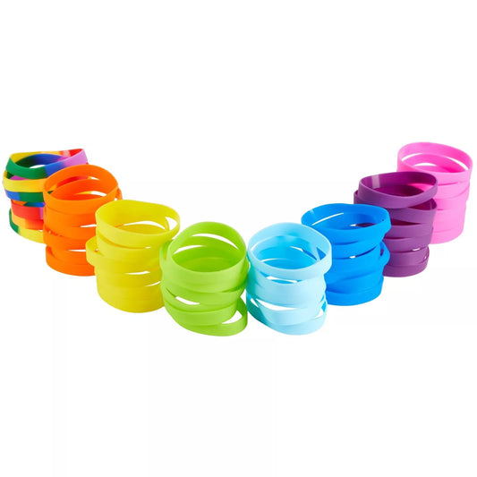 48 Pack Multi-Colored Silicone Bracelets Bulk Set, Wrist Bands for Sublimation