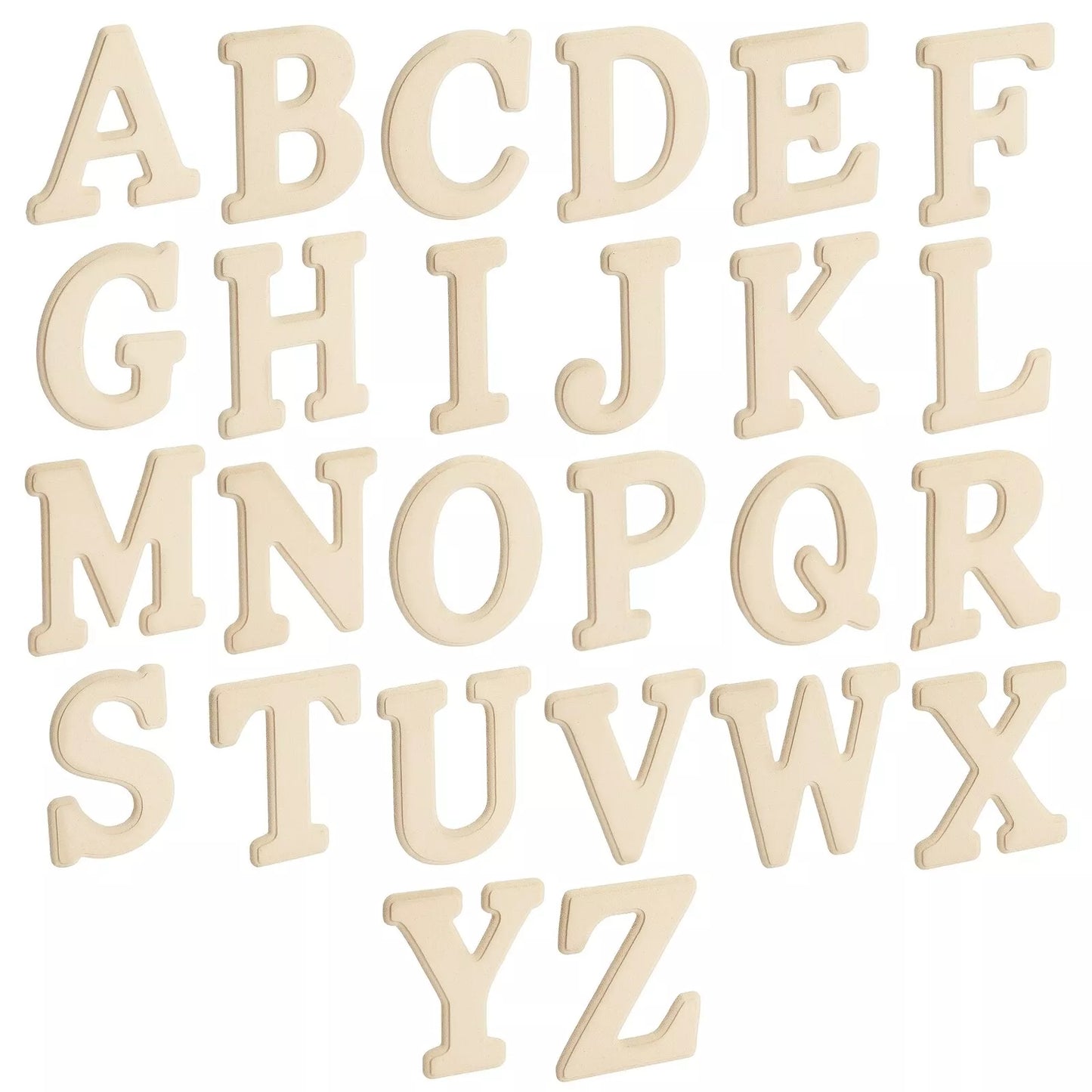 26 Pieces Wooden Alphabet Letters for Crafts, 6-In ABCs for Painting, 0.1" Thick