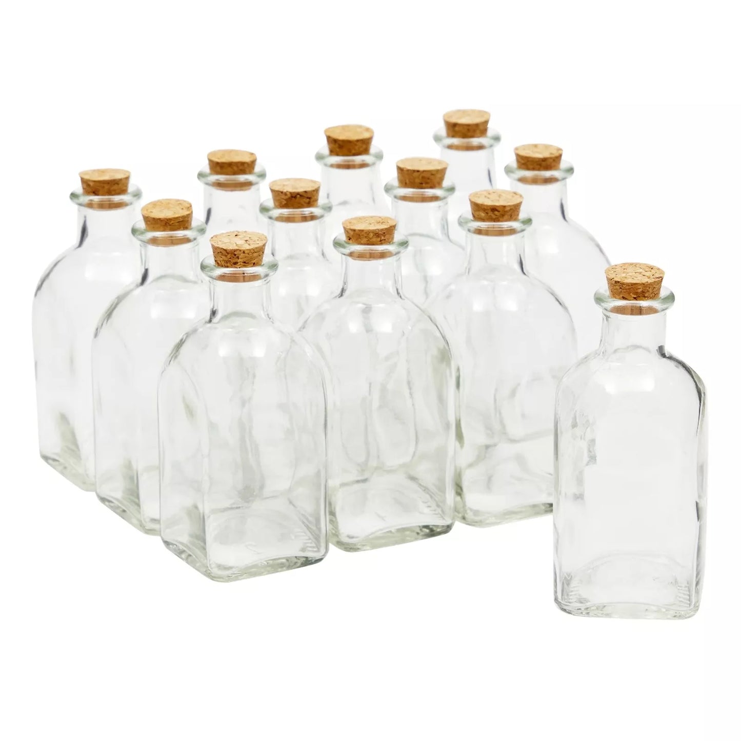 12-Pack 4 oz Clear Glass Bottles with Cork Lids