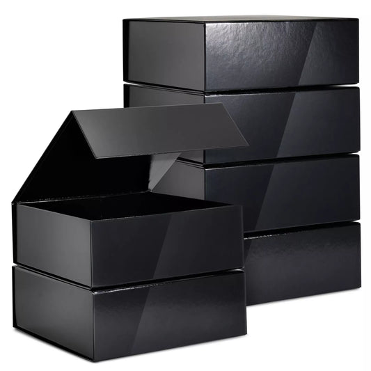 6 Pack Glossy Black Magnetic Proposal Boxes - 9.5 x 9.5 x 3.5 in