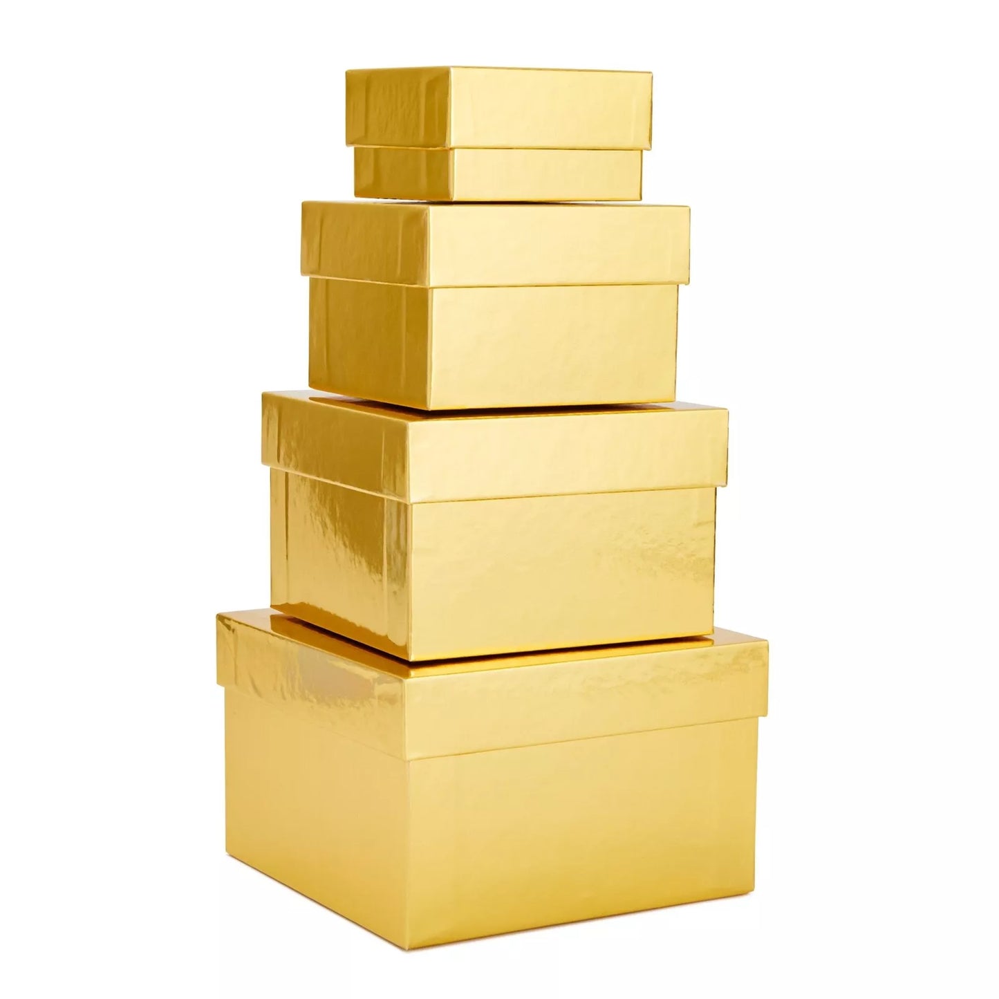 4-Pack Square Nesting Gift Boxes with Lids – Gold