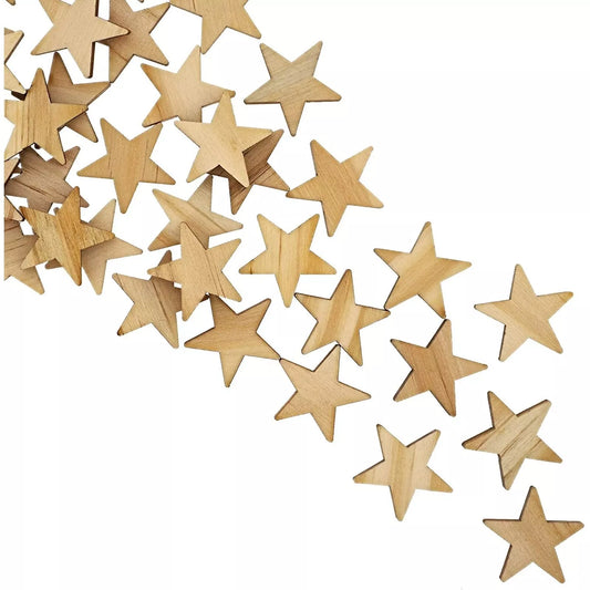 100-Pack Unfinished Wood Star Cutouts