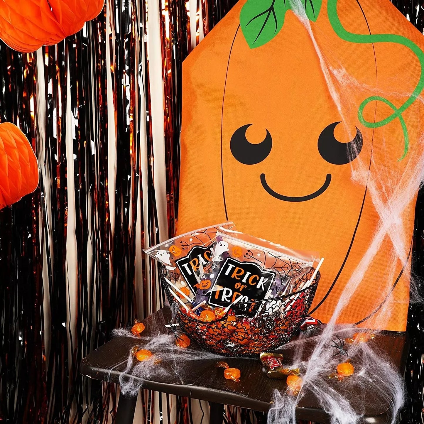 6-Pack Pumpkin Chair Covers for Halloween Decorations