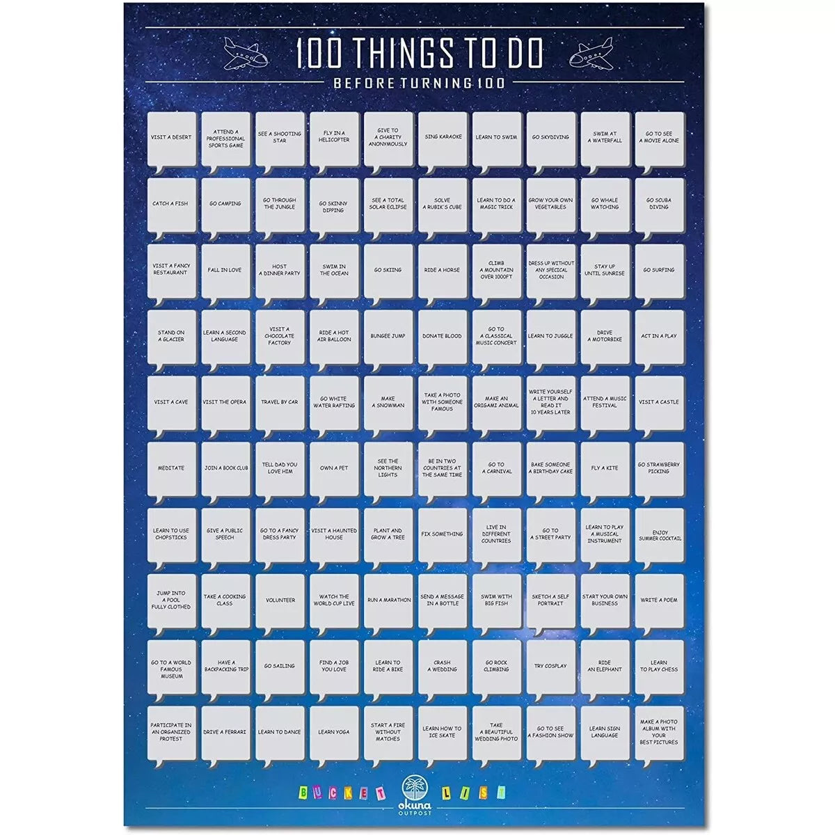 100 Things to Do Before 100 Scratch-Off Bucket List Poster