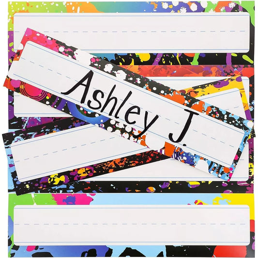 48-Pack Colorful Desk Nameplates, Desktop Reference Labels