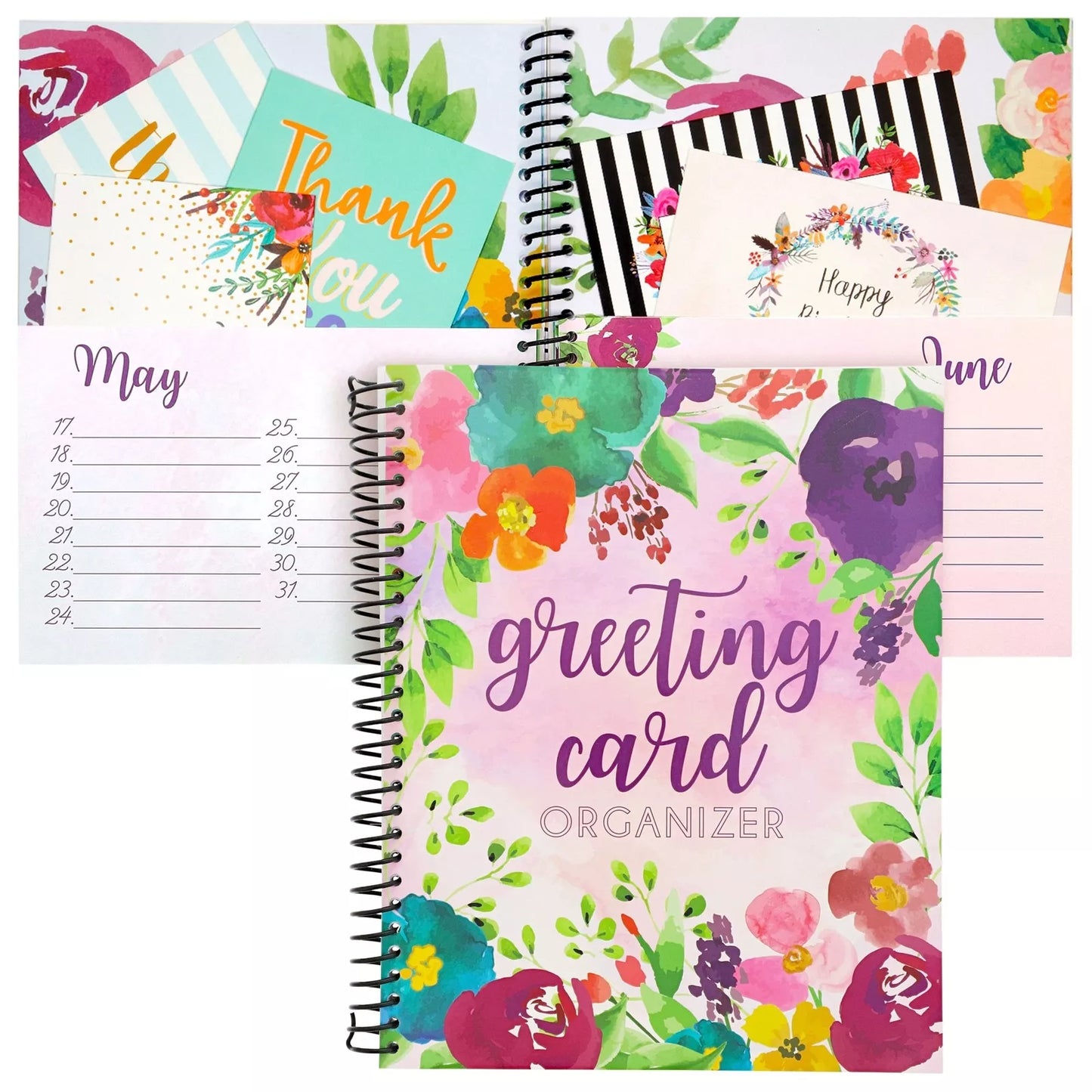 Floral Month By Month Greeting Card Organizer with 24 Pockets, 10 x 8.5 In