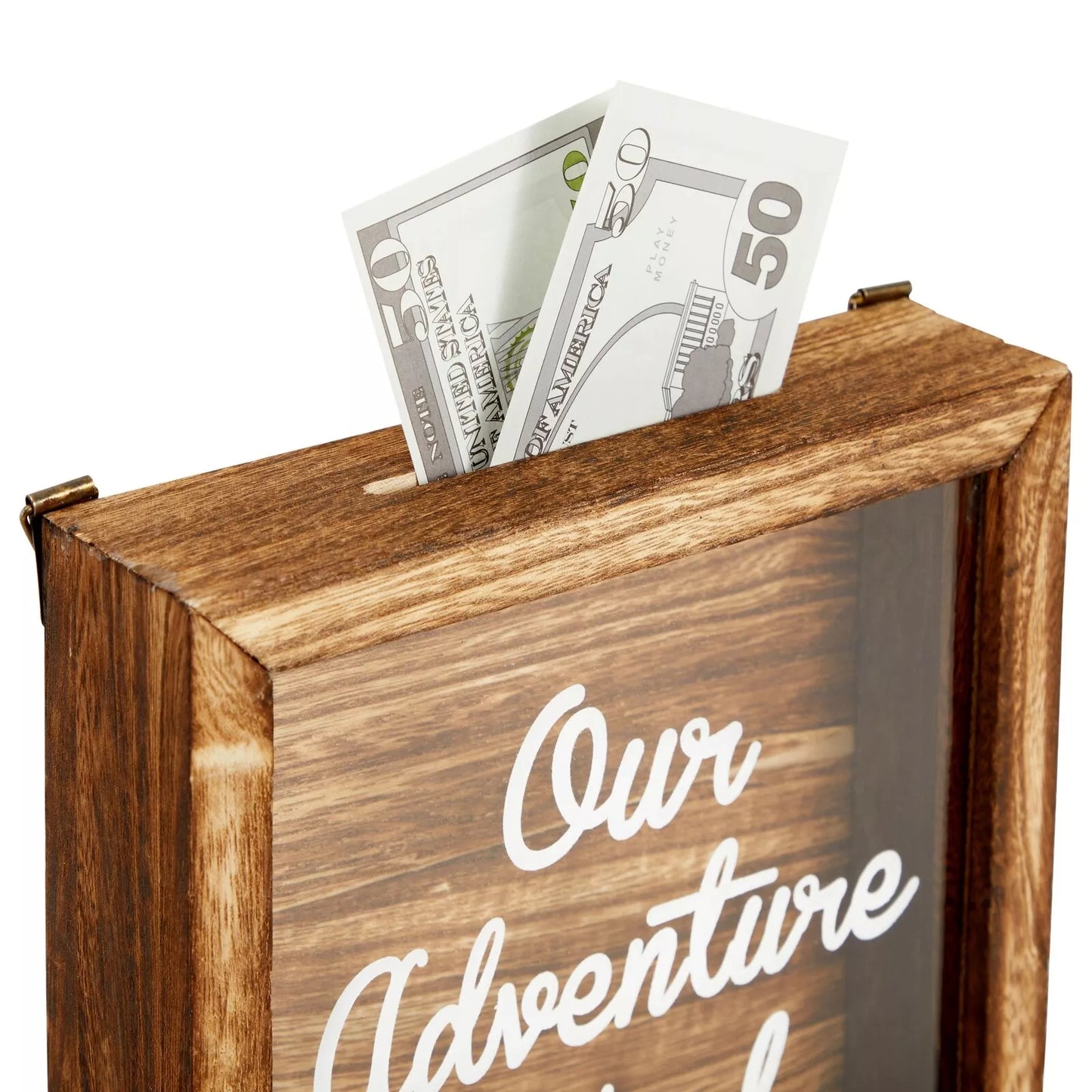 Our Adventure Honeymoon Fund Box, Wooden Travel Piggy Bank