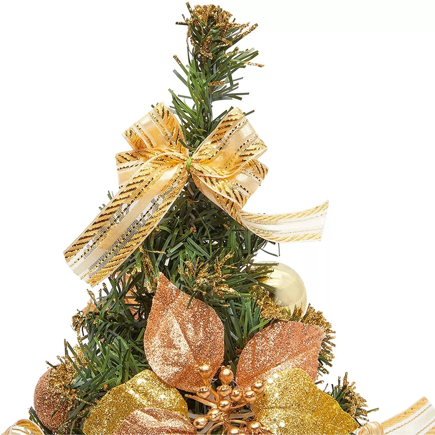 16-Inch Christmas Mini Tree with Gold Ball Ornaments