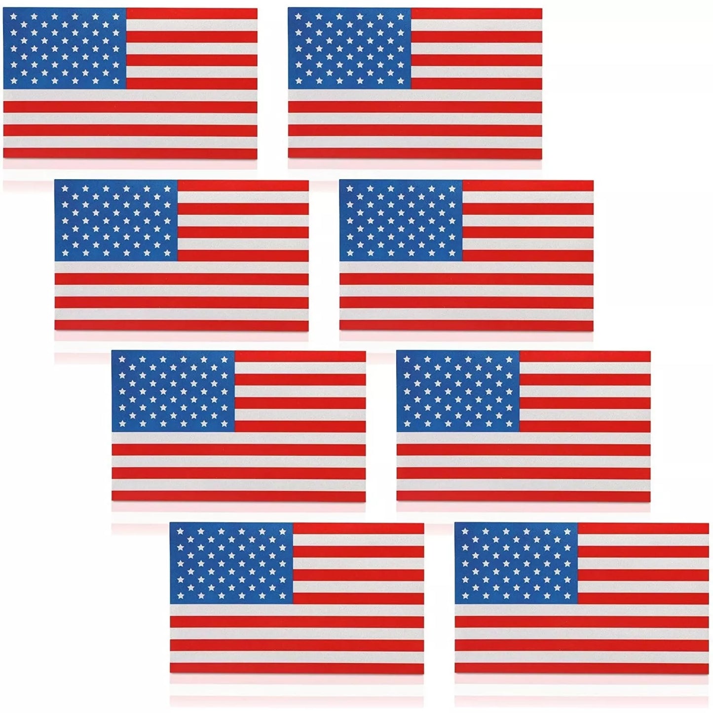 8-Pack 4th of July USA Flag Reflective Vinyl Decal Stickers