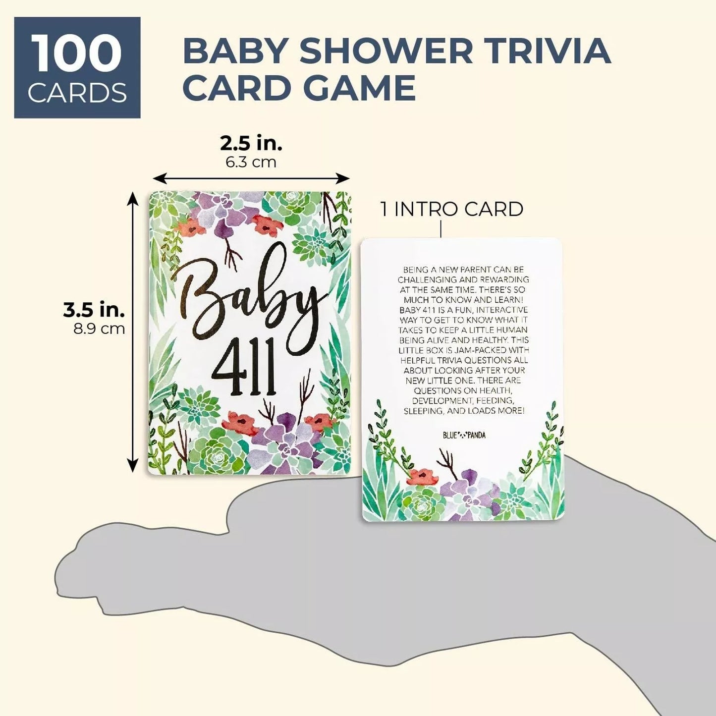 100 Floral Baby Shower Trivia Cards, Double-Sided