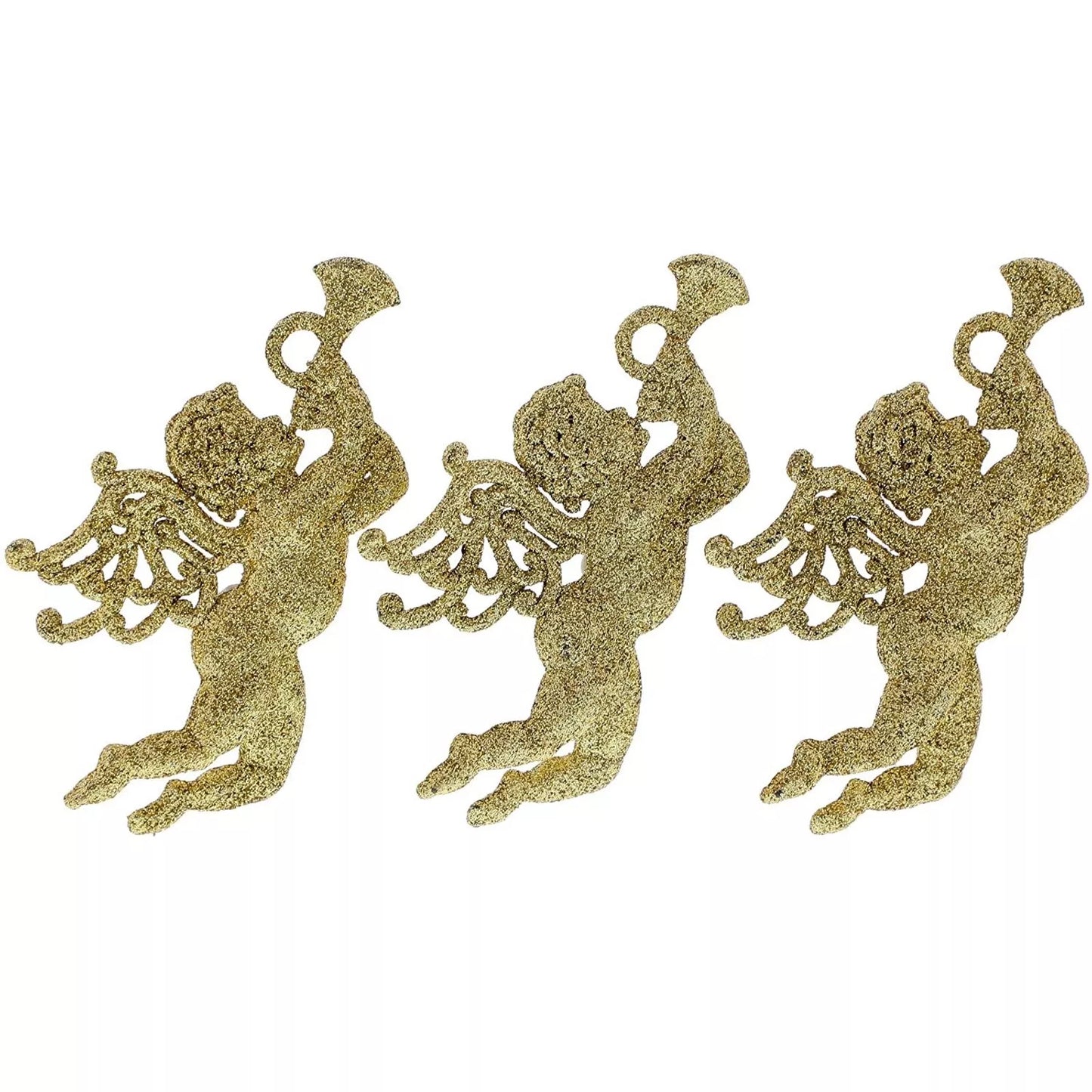 10-Pack Hanging Angel Christmas Ornaments Gold Glitter Tree Décor