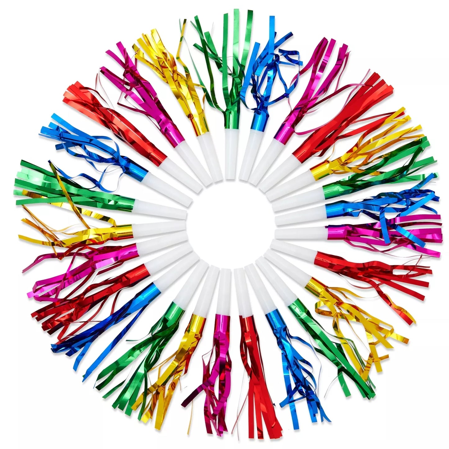 50 Pack Party Noise Makers, Foil Party Blowers, New Years Party Favors, 5 Colors