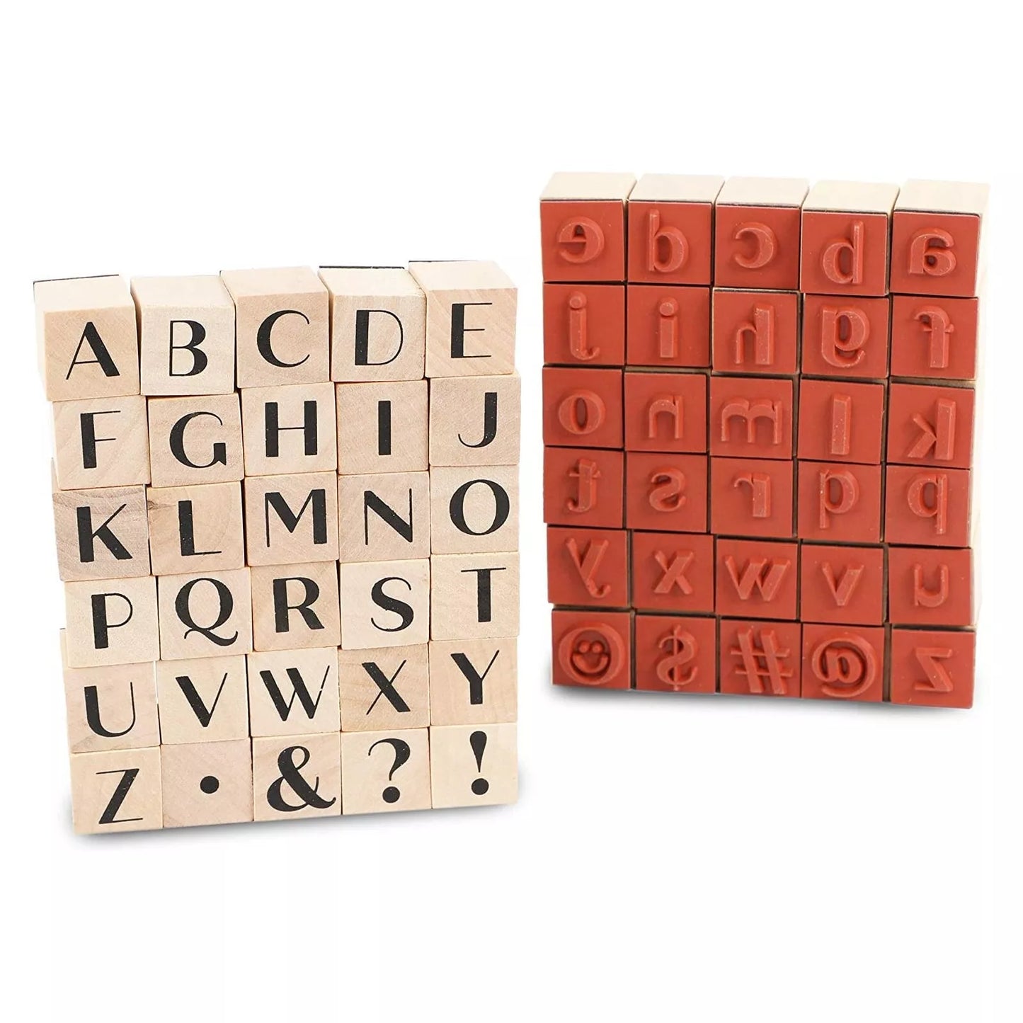 60-Piece Alphabet Wood Rubber Stamp Set