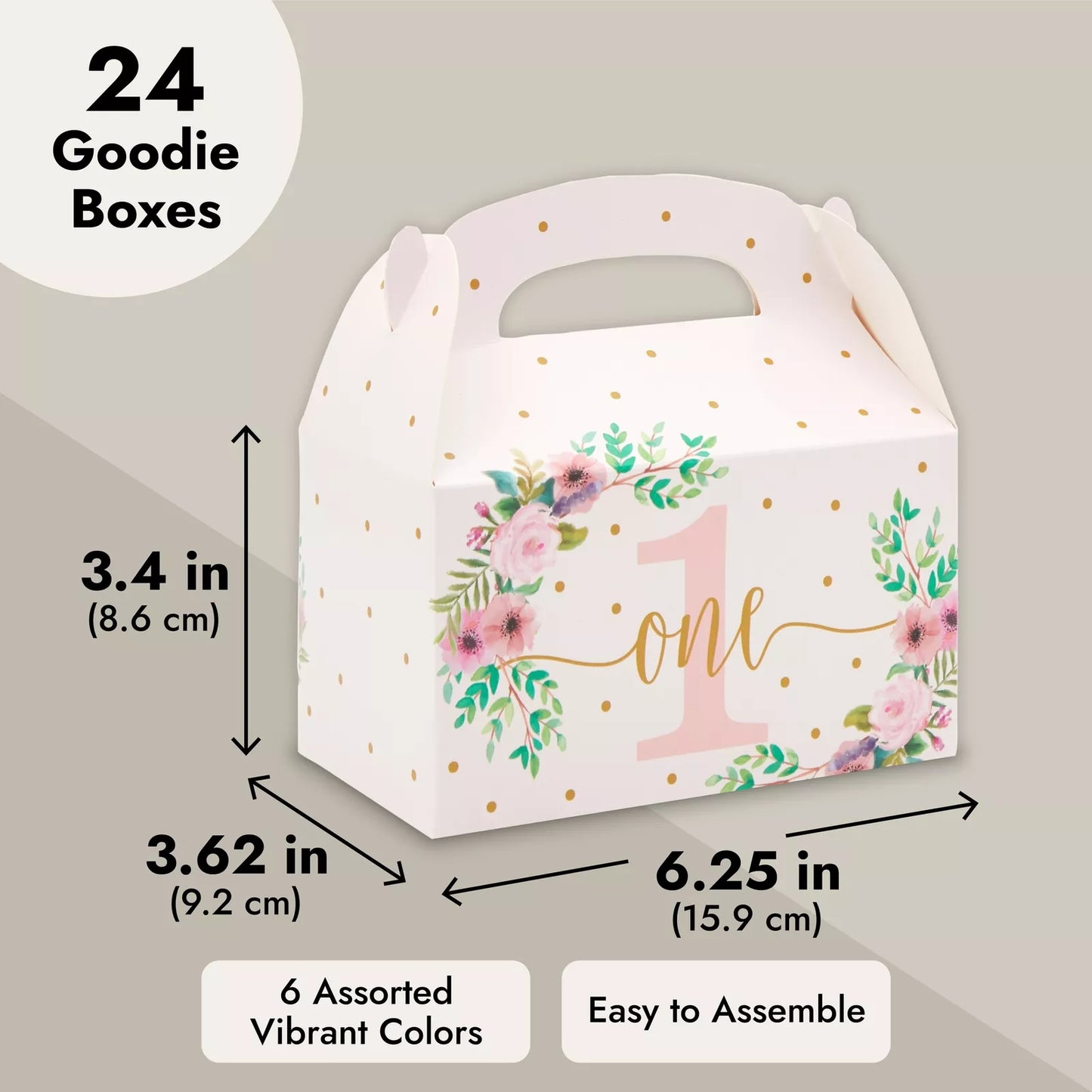 24-Pack Floral Pink Party Favor Gable Boxes