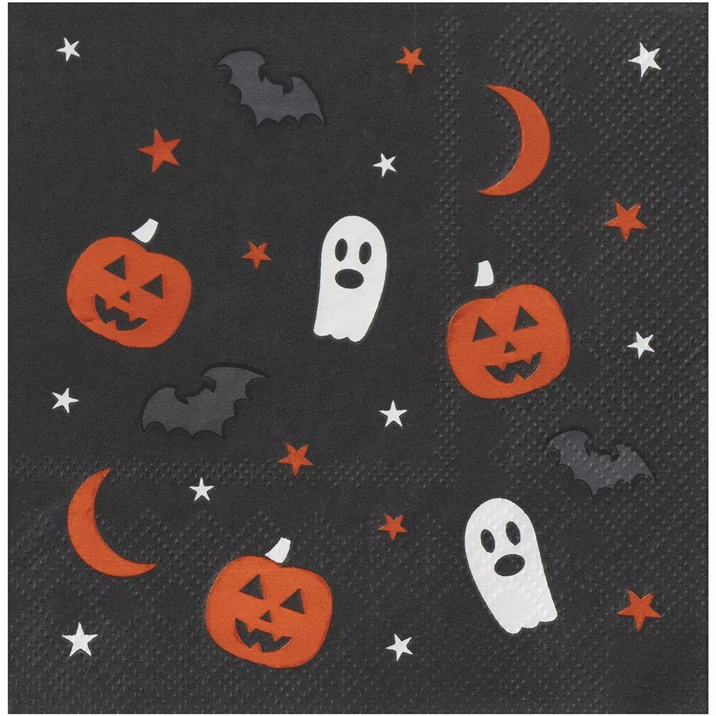 50 Pack Halloween Paper Napkins, Pumpkin Ghost Bat Cocktail Party Supplies 5x5”