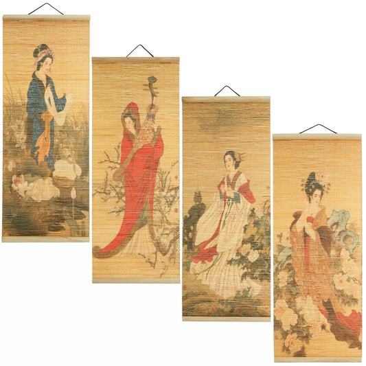 4-Pack Hanging Chinese Painting Wall Scrolls