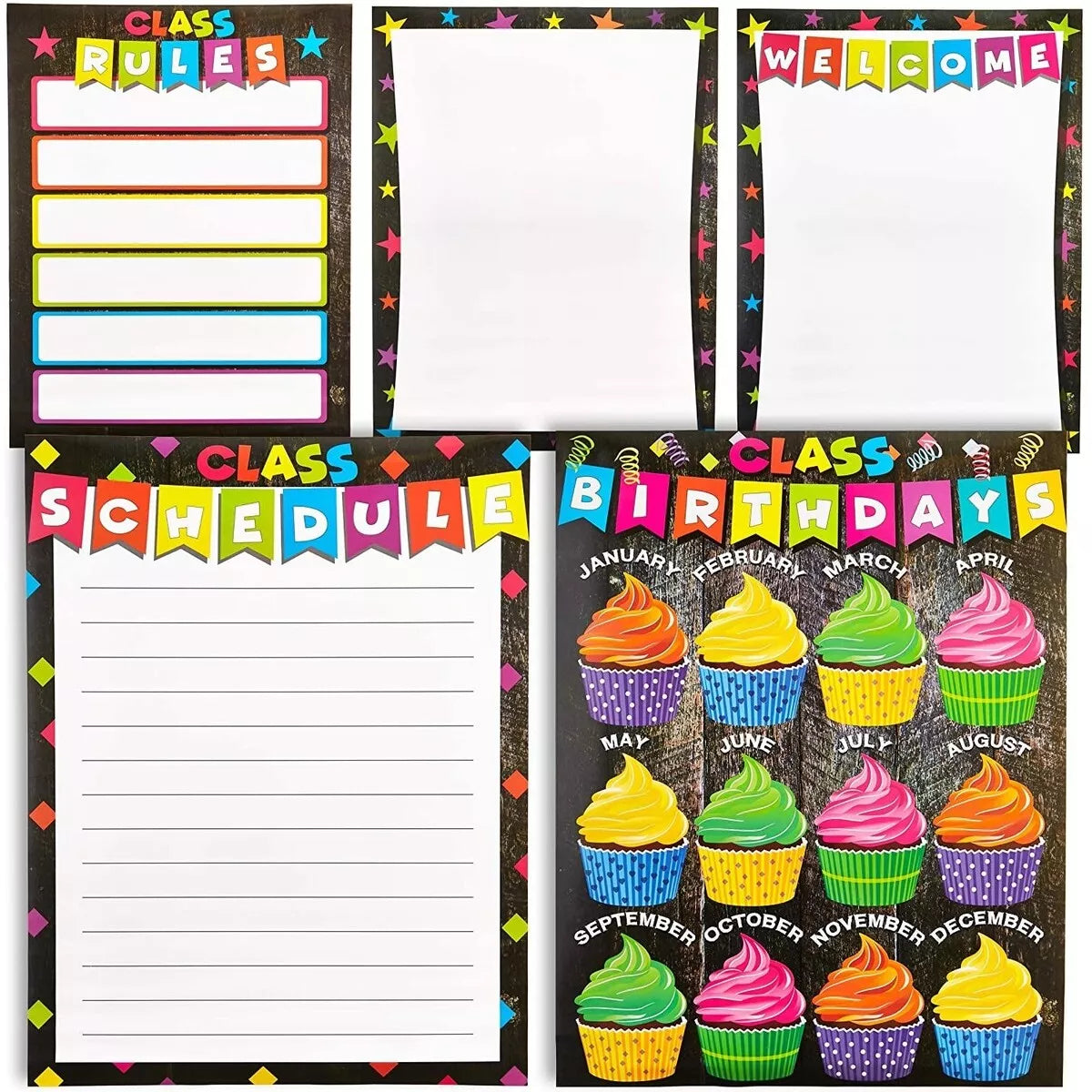 5-Pack Classroom Essentials Posters with Welcome Chart