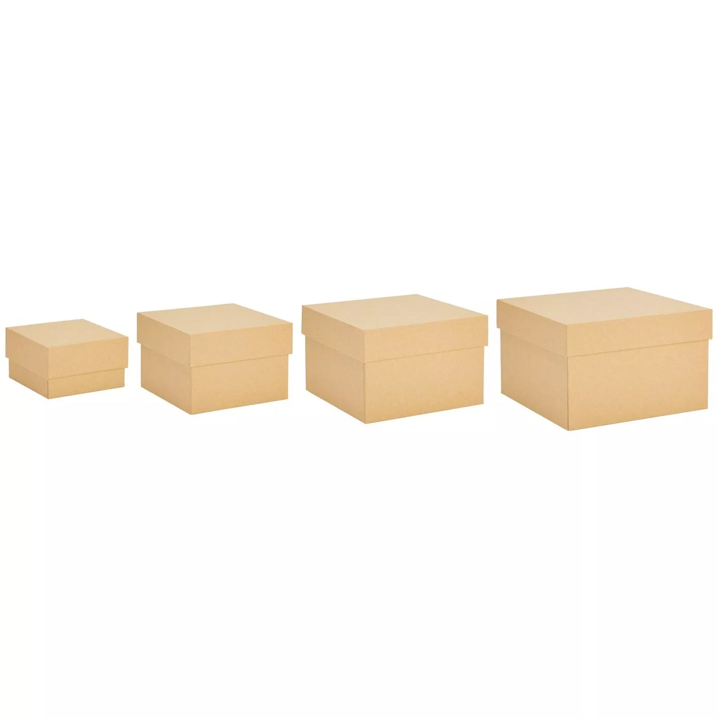 4-Pack Square Nesting Gift Boxes with Lids – Brown