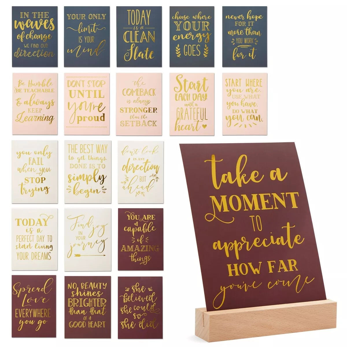 20-Pack Motivational Quotes Desk Cards with Stands