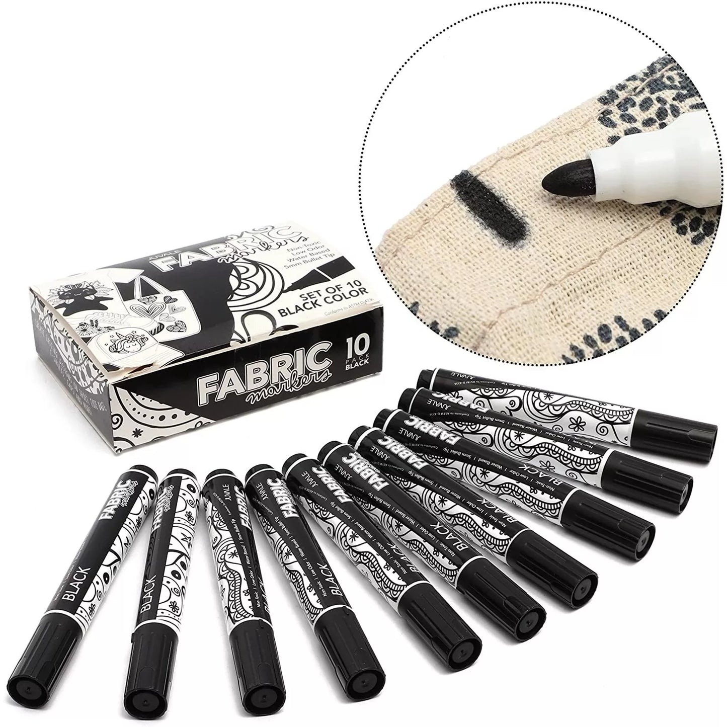 Permanent Fabric Markers Set of 10, Textile Marker Pens