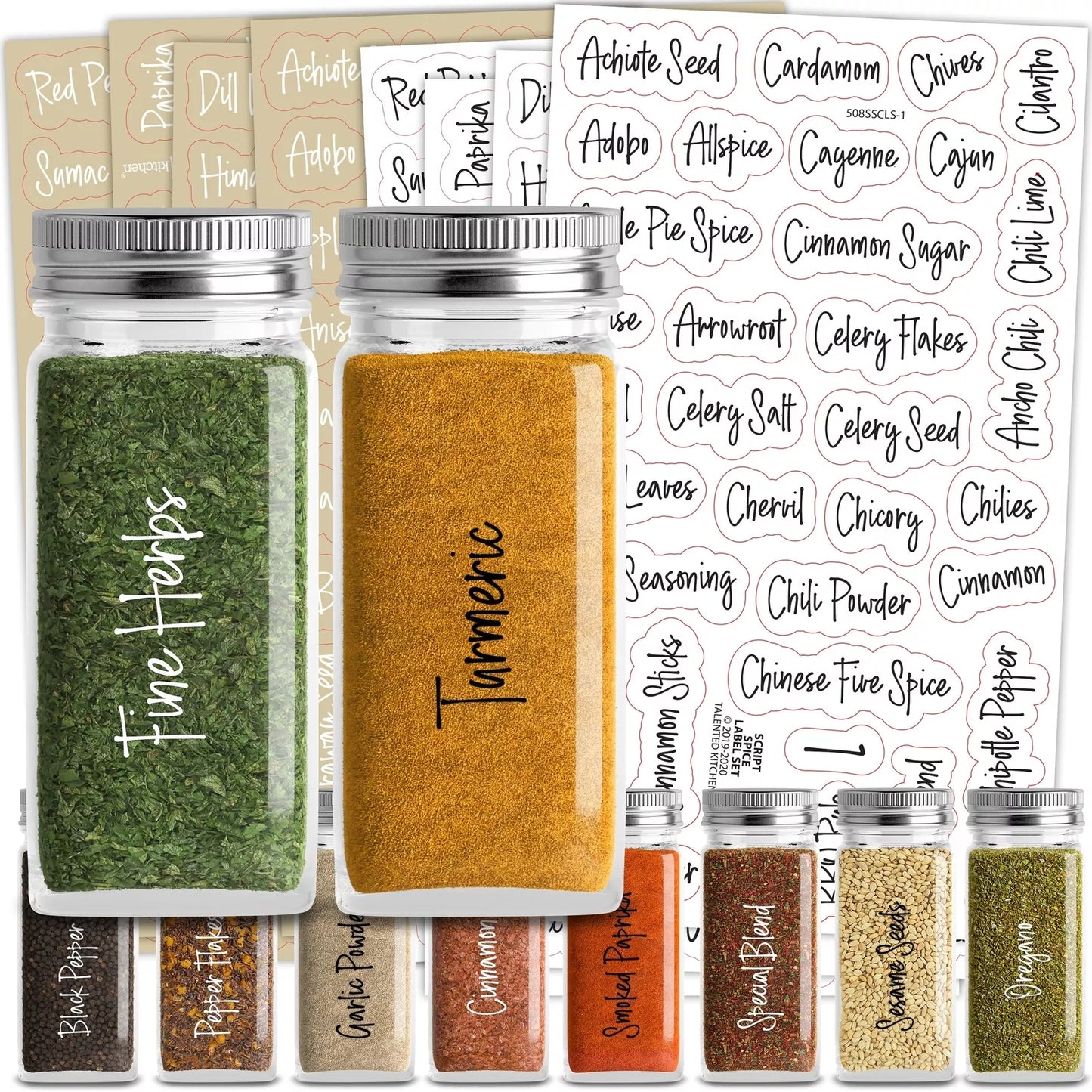 272-Piece Spice Jar Labels for Kitchen Herbs and Seasonings