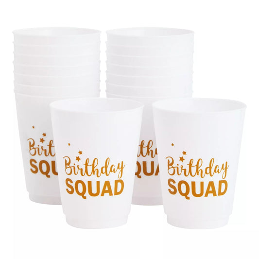 16 Pack Reusable Plastic Birthday Cups for Adults and Women, 16 oz