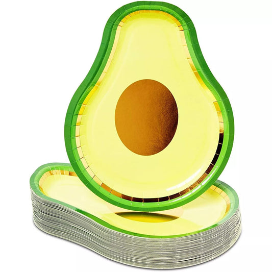 Avocado Paper Plates for Birthday Party and Fiesta (7 x 10 In, 48 Pack)