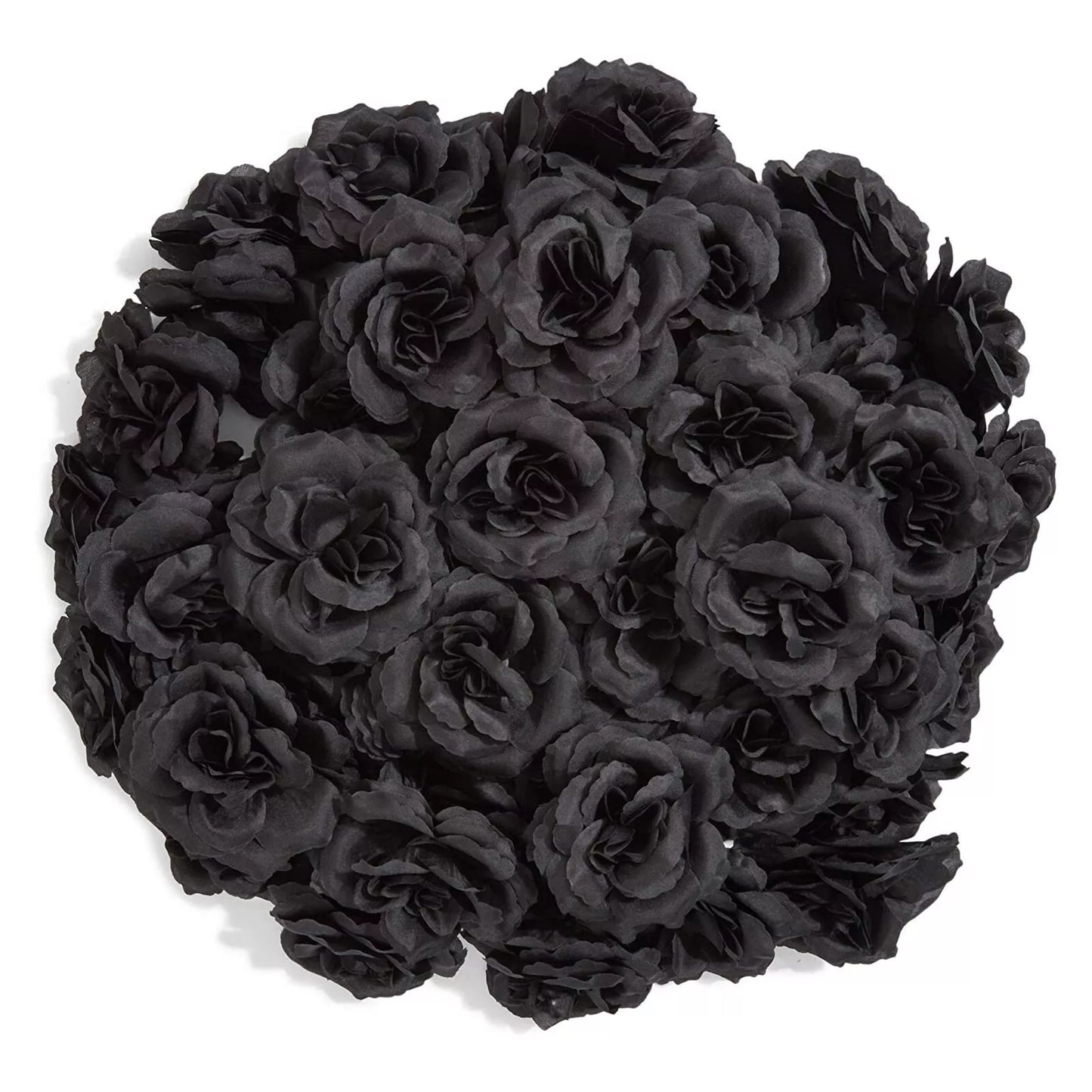 50 Pack Black Silk Roses 3" Stemless Artificial Flowers